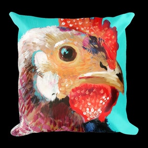 Decorative Throw Pillows Country Home Decor Chicken Pillow Chicken Lover Chicken Decor Funny Animal Prints Vegan Gift Bird Lover Rooster