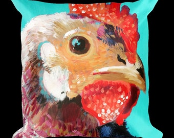 Decorative Throw Pillows Country Home Decor Chicken Pillow Chicken Lover Chicken Decor Funny Animal Prints Vegan Gift Bird Lover Rooster