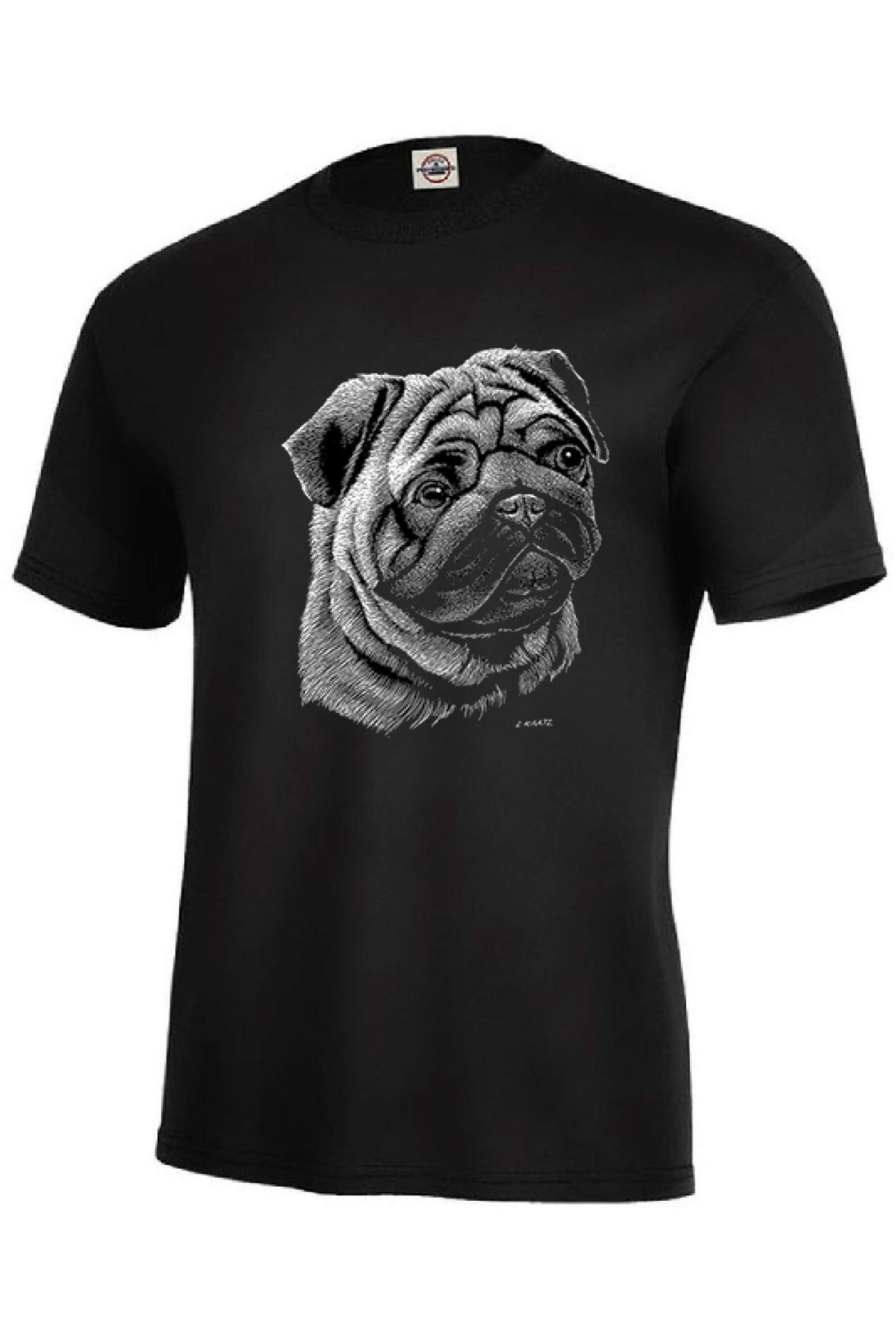 Adult Unisex Pug Dog Scratchboard Art Short or Long Sleeve T Etsy