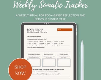 Weekly Somatic Tracker | Printable Nervous System Check-In | Weekly Somatic Journal Page | Regulation Tools | Mind-Body Printable