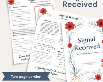 Signal Received 2-Page Tracker • Printable Nervous System Check-In • Mental Health Reflection Tool • Trauma-Informed PDF Journal