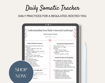 Nervous System Journal Page | Somatic Tracker for Emotional + Body Awareness | Grounding, Breath & Reflection Tool