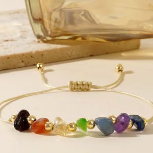 7 Chakras natural stone bracelet – Spiritual & well-being energy jewelry – Zen gift for women – Adjustable bracelet