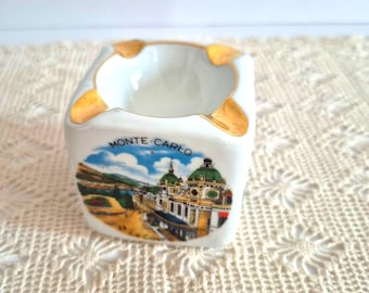 French Porcelain Ashtray - Vintage Monte Carlo Souvenir