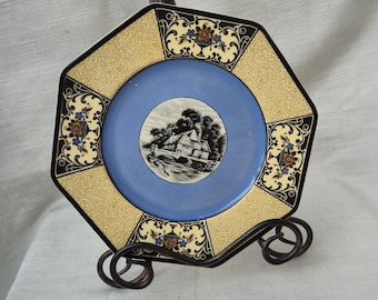 Plato octogonal Wedgwood "Nanette" antiguo - Porcelana inglesa antigua