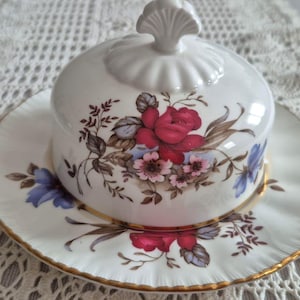 Vintage Paragon Fine Bone China, Domed Covered Butter Dish, Elegant Floral Design , English Porcelain Collectible