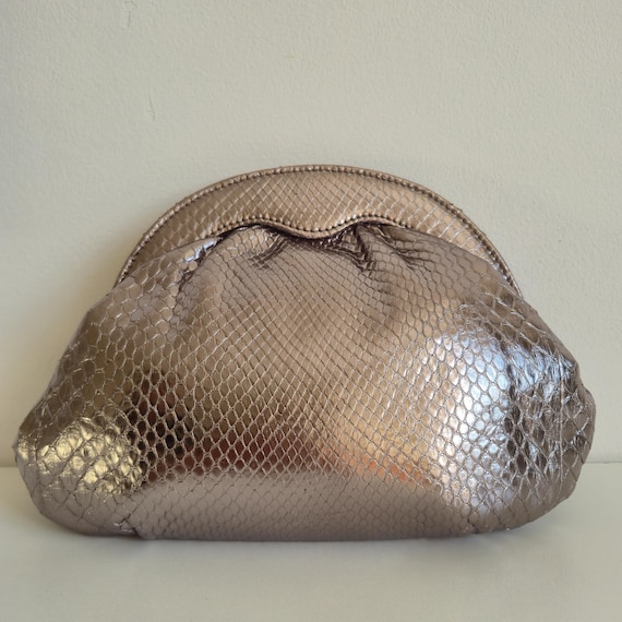 Vintage Silvano Biagini Silver Python Leather Sho… - image 2