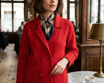 VTG La Stervi Maglia Italian Wool blend Cardigan, Red Blazer,  Dark Academia