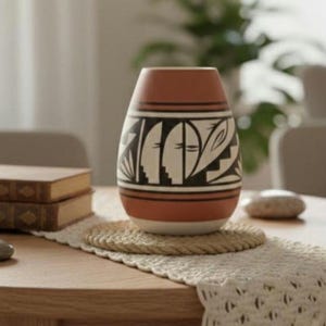 Indiaanse Navajo-aardewerkvaas | Handgeschilderd en ondertekend, zuidwestelijk decor