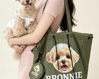 Bolso de mano personalizado con retrato de mascota, regalo personalizado para amantes de los perros, bolso de nailon con cara de gato, bolso personalizado para pasear al perro con nombre, regalo de cumpleaños para amantes de las mascotas