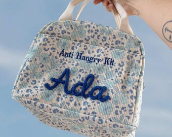 Bolsa de almuerzo personalizada, lonchera de pana personalizada, bolsa de almuerzo con nombre bordado en 3D, regalo de regreso a clases, regalo para maestra, bolsa isotérmica para mujer