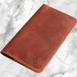 Leren Crazy Horse-portemonnee|Handgemaakte lange tweevoudige portemonnee|Volnerf leer|Cadeau voor hem of haar|Slimme kaarthouder|Leren herenportemonnee