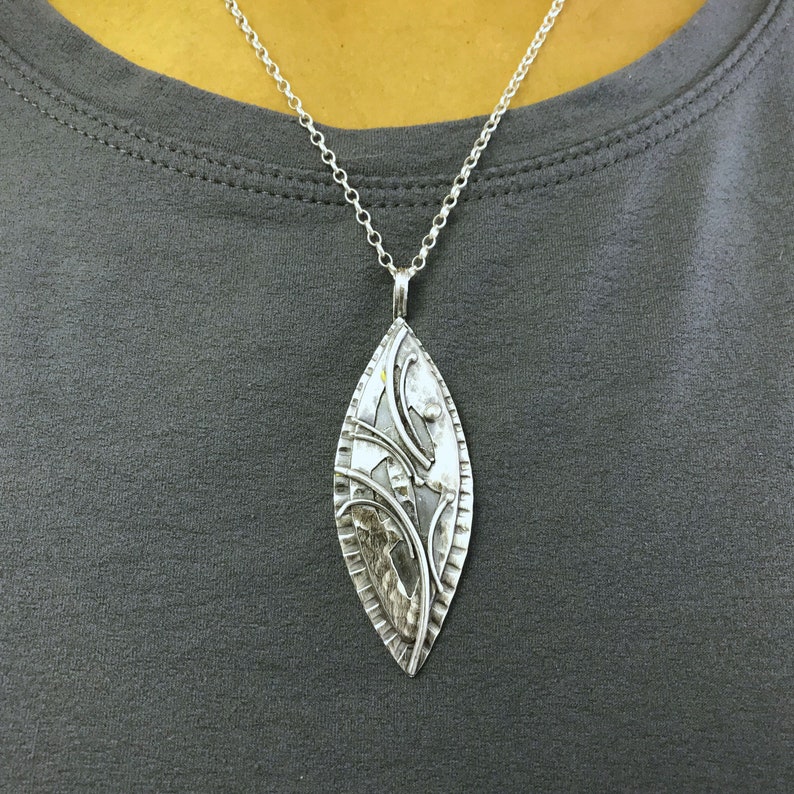 Oxidized sterling Pendant Regina Marie Designs,etsymetal team stamped silver Sterling textured pendant layered sterling pendant