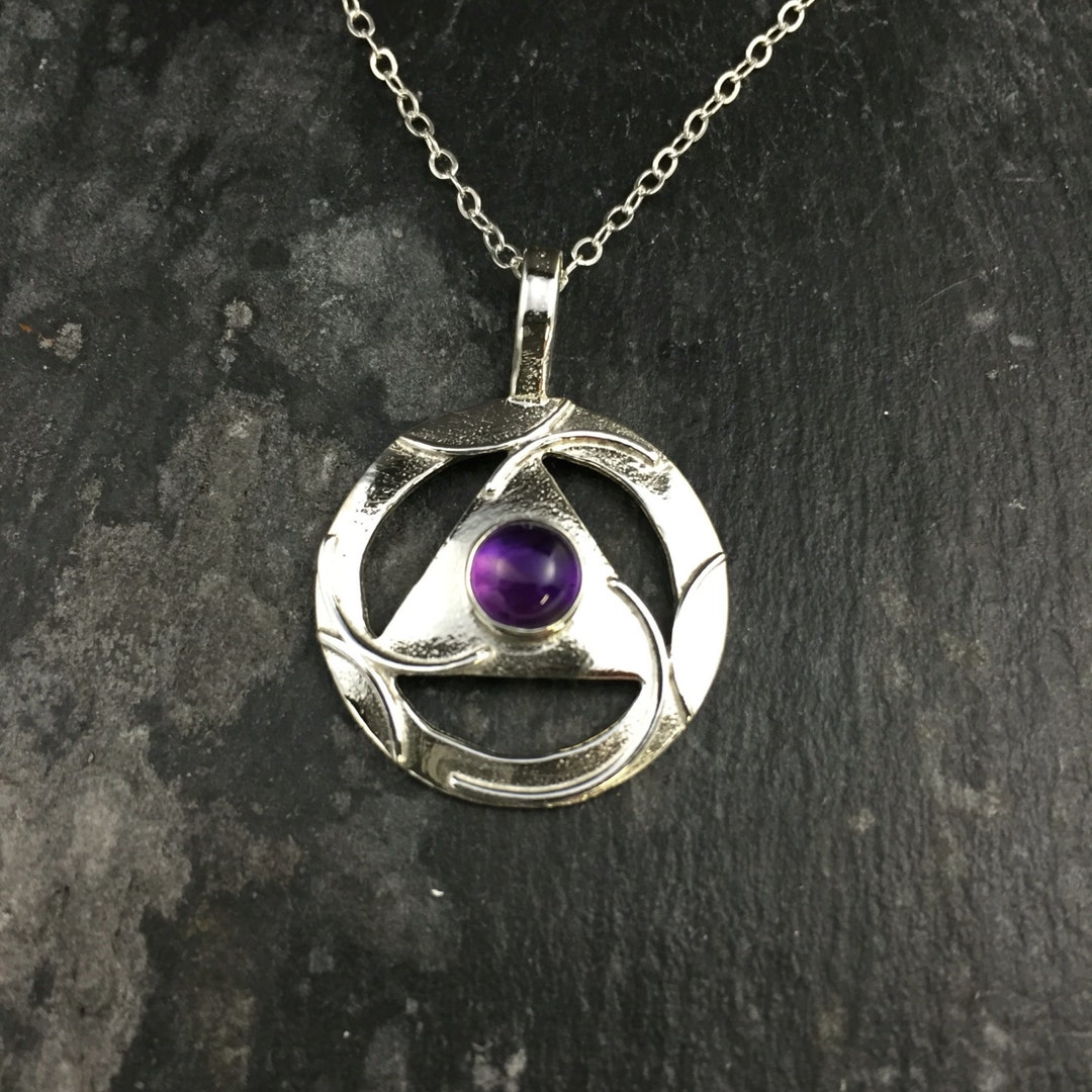 Sterling Silver Unity Symbol Pendant, Amethyst Sobriety Necklace, ODAAT ...