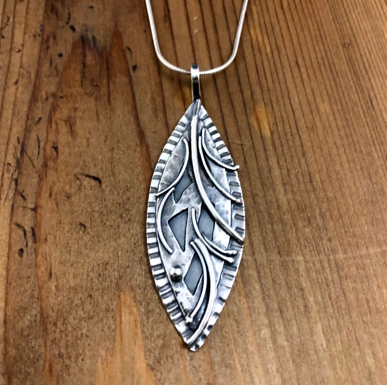 Oxidized sterling Pendant Regina Marie Designs,etsymetal team stamped silver Sterling textured pendant layered sterling pendant