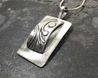 Sterling pendant, bridge pendant,rectangle pendant,artisan made,regina marie designs, etsy metal team,unique jewelry