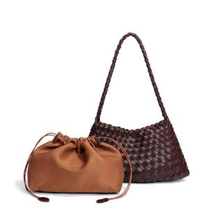 Hand-woven PU leather bag, women&#39;s underarm bag tote bag shoulder bag Christmas gift