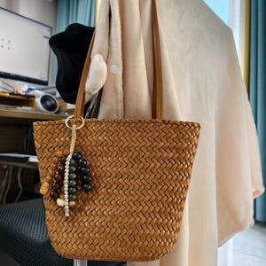 Brown shoulder bag, women&#39;s hand-woven crossbody bag, Christmas gift