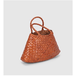 Woven Bag Top-grain cowhide handbag Genuine Leather Women&#39;s Bag Pure Handmade, Her Gifts