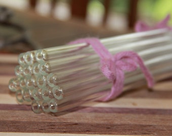 20~ 10mm GLASS straws clear 8"