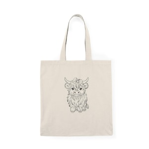 Highland Cow tote Bag, Farmhouse Style Bag, Eco-Friendly Shopping Tote, Cute Animal Grocery Bag, Perfect Gift for Animal Lovers
