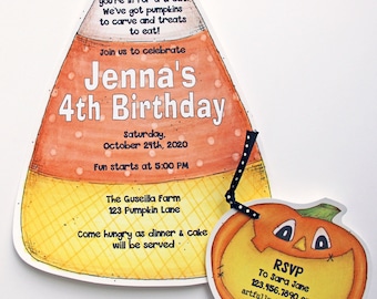 10 Halloween Candy Corn  Invitations | Halloween Party | Halloween birthday | Personalized Invite | Artfully Invited | Free Shipping