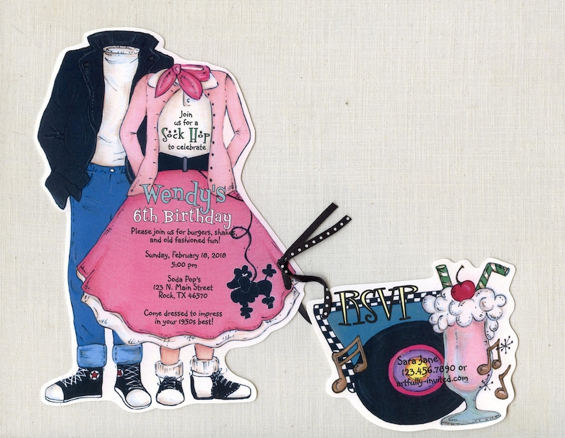 15 50 S Themed Birthday Party Invitations Poodle Etsy