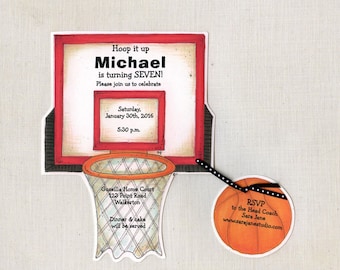 Personalized - Basketball - Birthday - Party - Invitation - Hoop - Invite - Sports - Handcut - Sara Jane