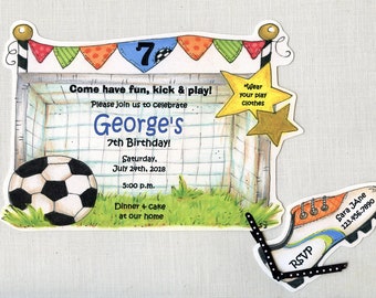 48 Soccer Birthday Party Invitations - Sports - Net - Cleats - Team - Personalized - Printed - Sara Jane - Artfully Invited - FREE SHIPPING