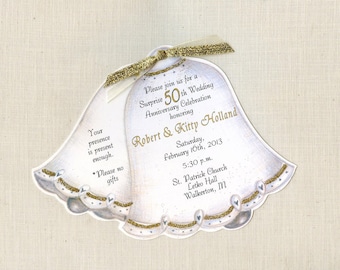 45 personnalisé et Handcut Party Invitations - 50e anniversaire Party Invitations de mariage - noces d’or Bell Invitations avec cartes RSVP