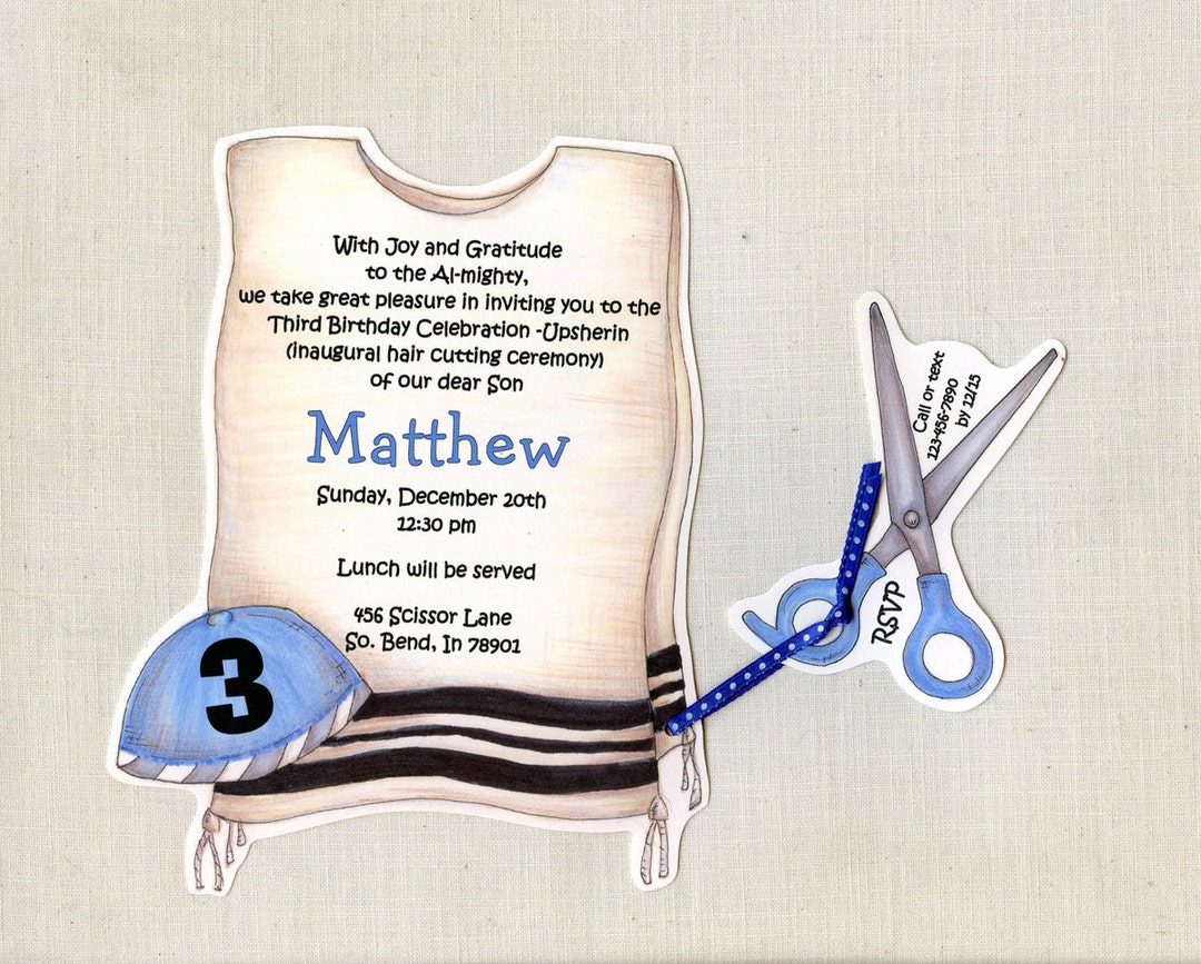 10 Upsherin Third Birthday Party Invitation Jewish Opsherin Haircut