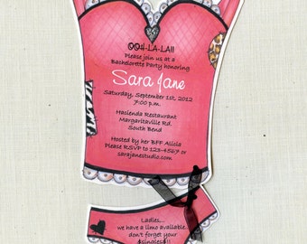 10 Pink Lingerie Bachlorette Ready to Mail Party Invitations - Bridal Shower - Personnalisé - Imprimé - Artfully Invited - Livraison Libre