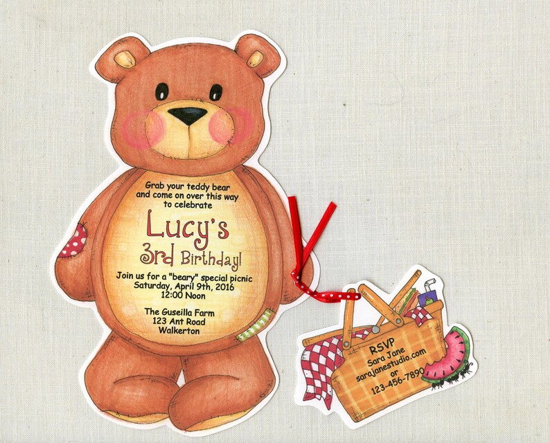 Teddy Bear Picnic Basket Personalized Party Etsy