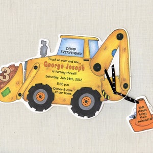 10 Under Construction - Bulldozer - Boy - Birthday - Invitations - Party - Personalized -Zone - Backhoe - Tractor - Digger - FREE SHIPPING