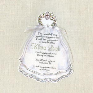 10 First Communion Veil Invitations - Baptism - Christening - Personalized - Printed - Religious - Sara Jane - Artfully Invited