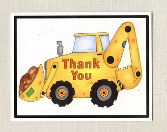 10 Construction Backhoe Birthday Party  Thank You Cards