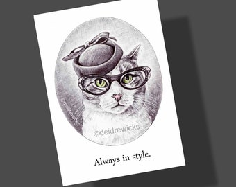 Always in Style Cat Postcards - Set of 5 Vintage Vibe 5x7 Tabby Cat Cards