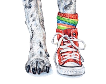 Dogs Love High Top Sneakers Fine Art Print