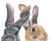 Bunny Rabbit Watercolor - 11x14 PRINT, Bunny Illustration, Children's Art, Spring