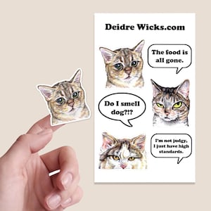 Feuille d'autocollants en vinyle Pensées de chat