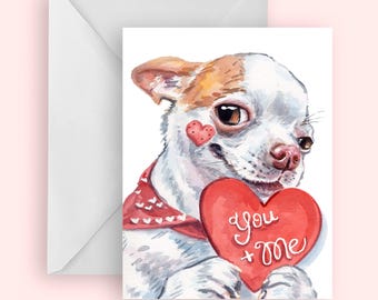Valentine's Day Chihuahua Dog Note Card