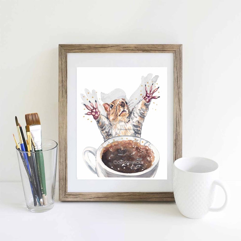 Red Squirrel Watercolour Painting Black Magic Coffee Art Print image 3