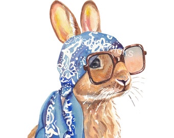 Bunny Rabbit Watercolour Print - Vintage Vacation Mode