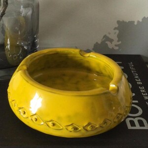 Vintage Mid-century Bitossi Rosenthal Netter Italian Art Pottery Yellow Ceramic Ashtray Dish Bowl