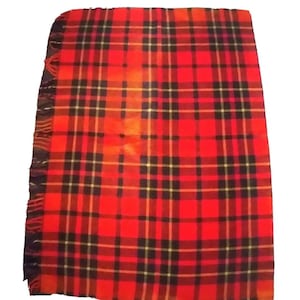 Vintage Plaid Fringe Throw Blanket: Red, Orange, Blue, Yellow (38&quot; x 53&quot;)