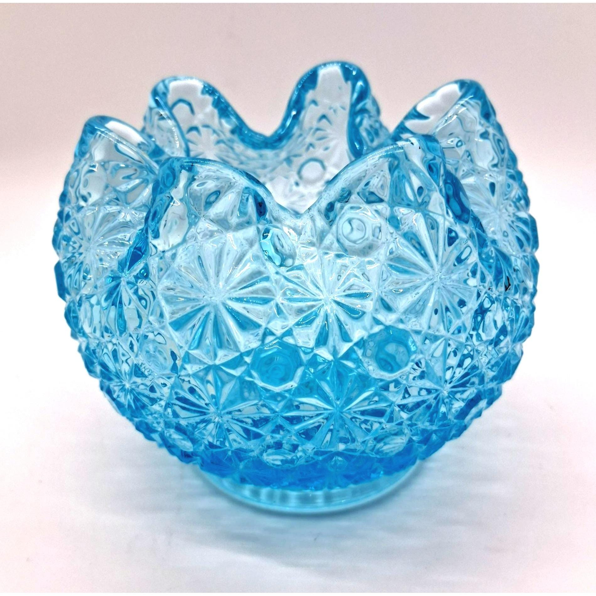 Blue Fenton Daisy and Button Bowl - Etsy
