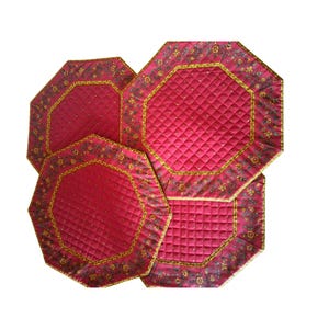 Quilted Octagon Placemats - Tissus Toselli Floral Design - Set of 4