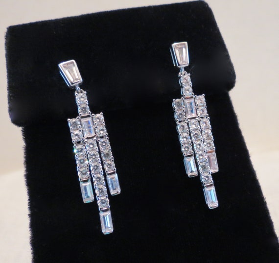 Exquisite CZ & Sterling Silver Chandelier Earrings