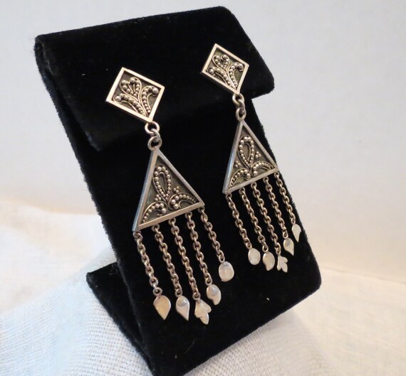 Bali Style Chandelier Sterling Silver Earrings
