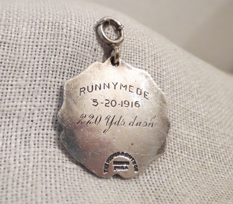 Antique Runnymeade Track Sterling Silver Medal Pendant 1916